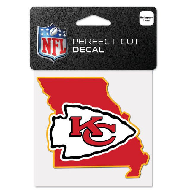Calcomanía de color con corte perfecto y forma del estado de Kansas City Chiefs, 4" x 4"