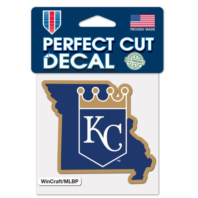 Calcomanía de color de corte perfecto del estado de Kansas City Royals de 4" x 4"
