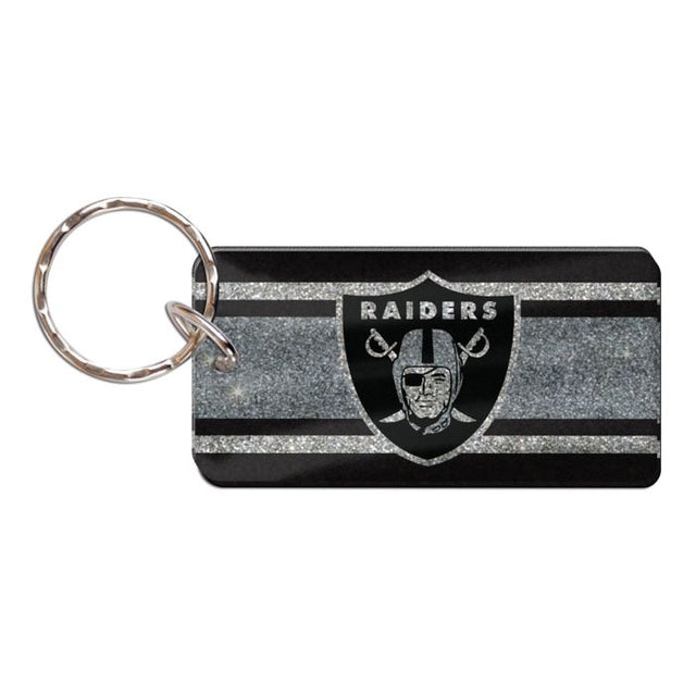 Las Vegas Raiders GLITTER STRIPES Keychain Rectangle