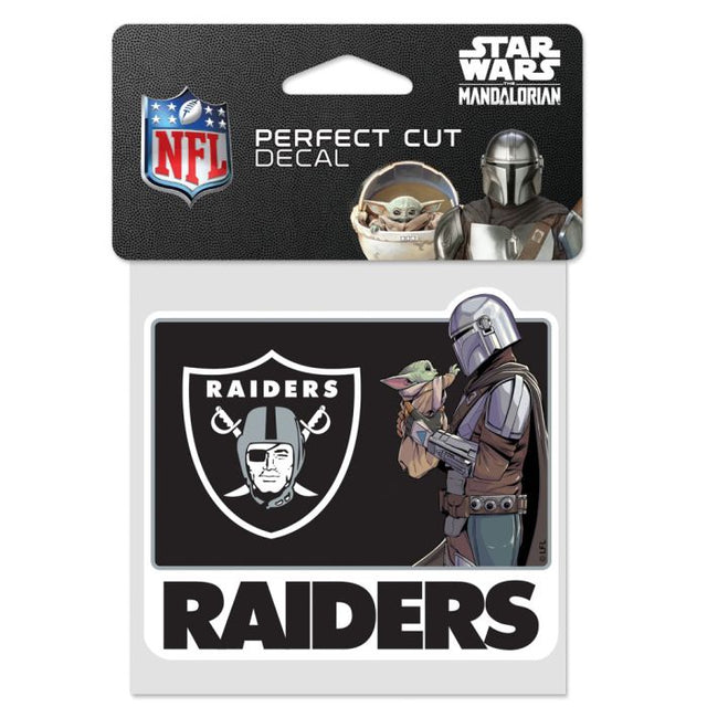 Calcomanía de color de corte perfecto de Los Vegas Raiders/Star Wars Mandalorian de 4" x 4"