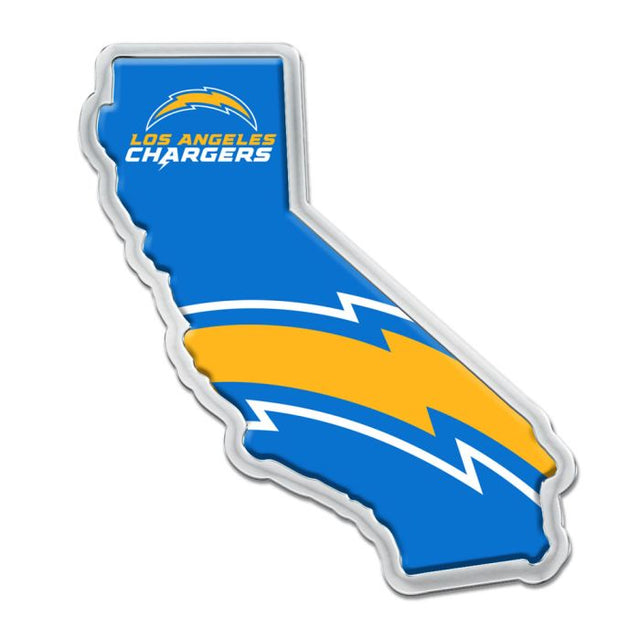 Emblema de metal cromado abovedado de Los Angeles Chargers