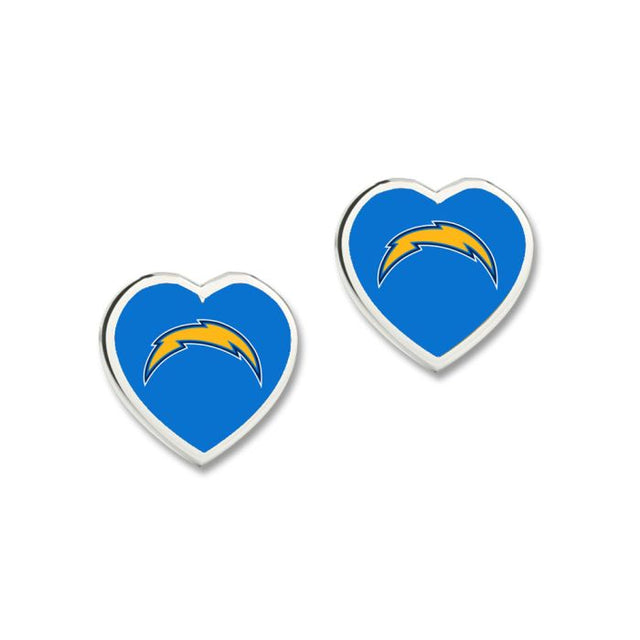 Los Angeles Chargers Heart Post Earrings w/3D Heart