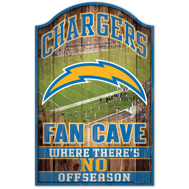 Letrero de madera de Los Angeles Chargers de 11" x 17" y 1/4" de grosor
