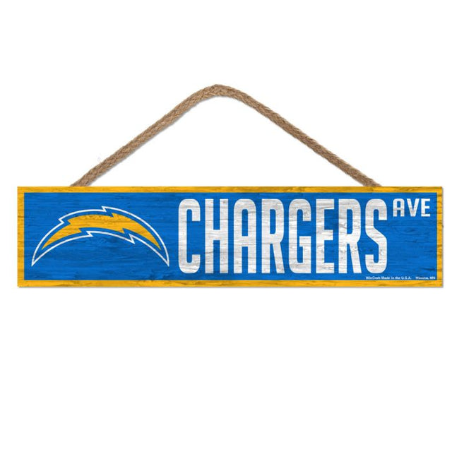 Letrero de madera de Los Angeles Chargers con cuerda de 4" x 17"