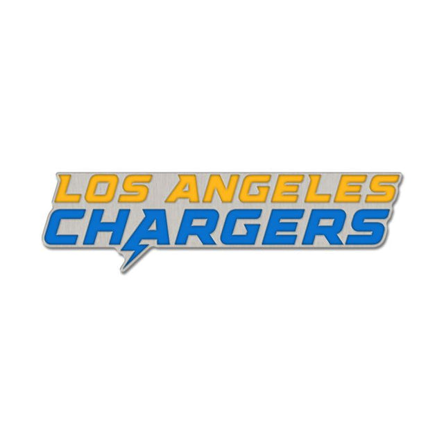 Tarjeta de joyería con pin esmaltado de colección con la marca denominativa de Los Angeles Chargers