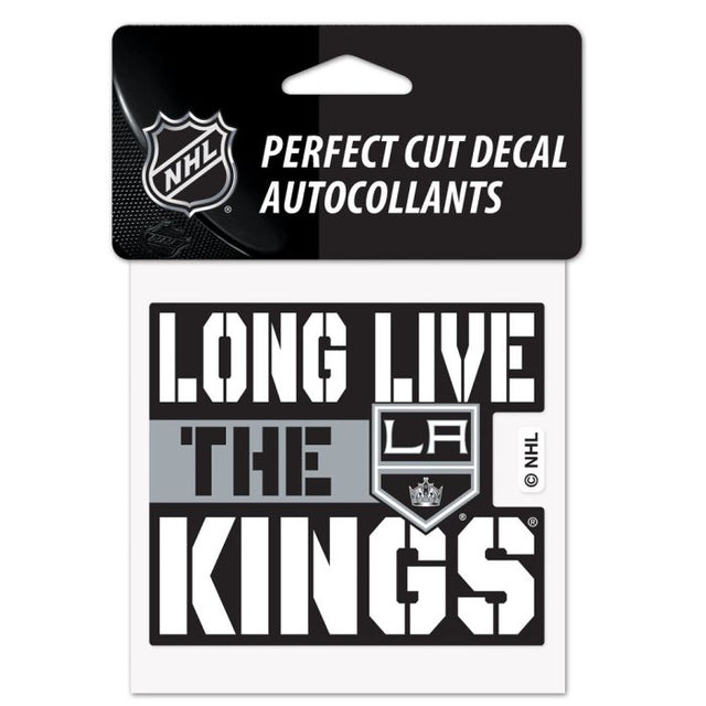 Calcomanía de color de corte perfecto con el eslogan de Los Angeles Kings de 4" x 4"