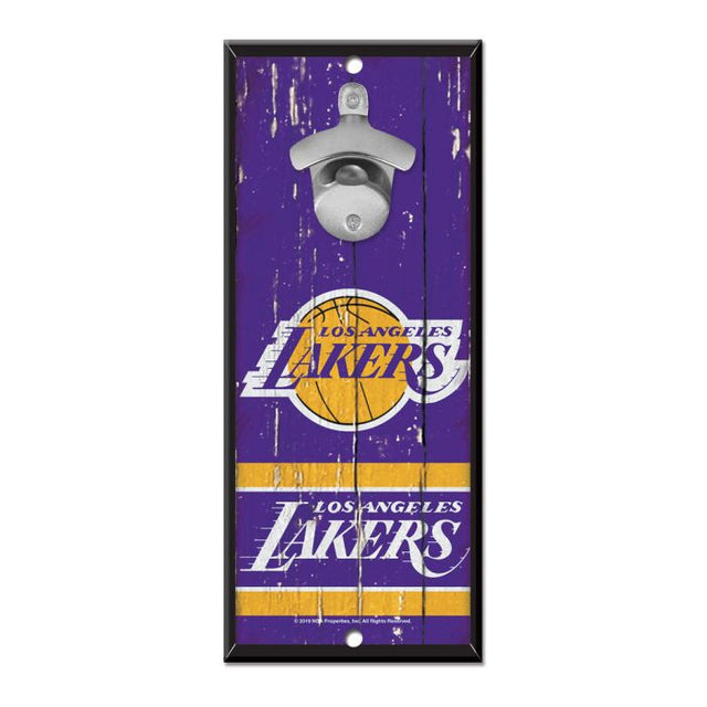 Letrero destapador de botellas de Los Angeles Lakers de 5 x 11 pulgadas