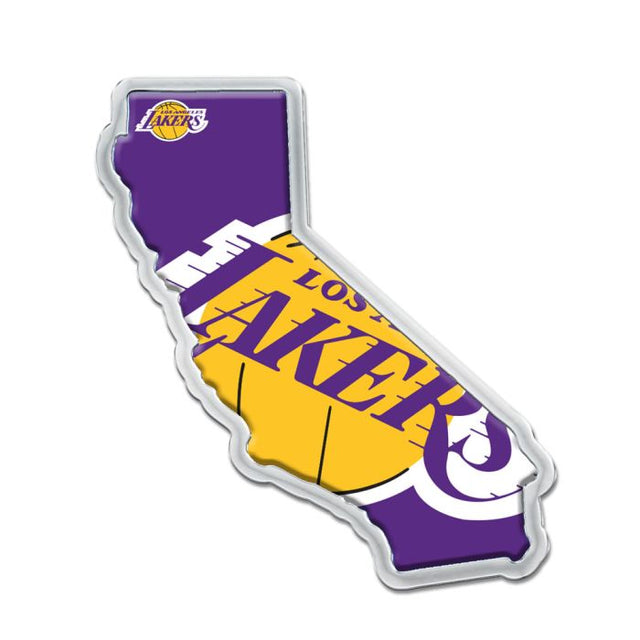Emblema de metal cromado abovedado de Los Angeles Lakers