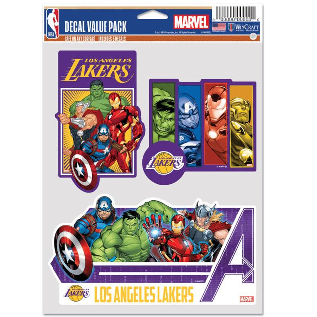 Paquete multiusos para 3 fanáticos de Los Angeles Lakers/Marvel (c) 2021