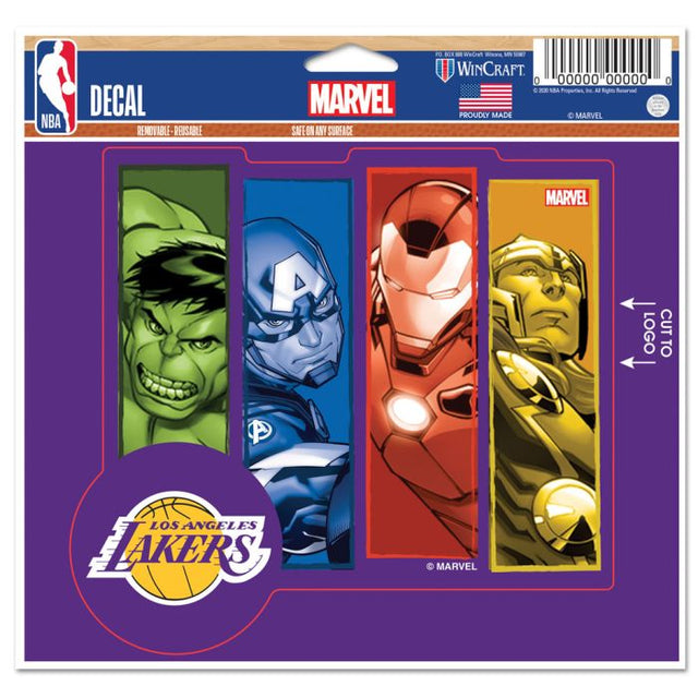 Calcomanía multiusos de Los Angeles Lakers/Marvel (c) 2021 MARVEL: corte con el logotipo de 5" x 6"