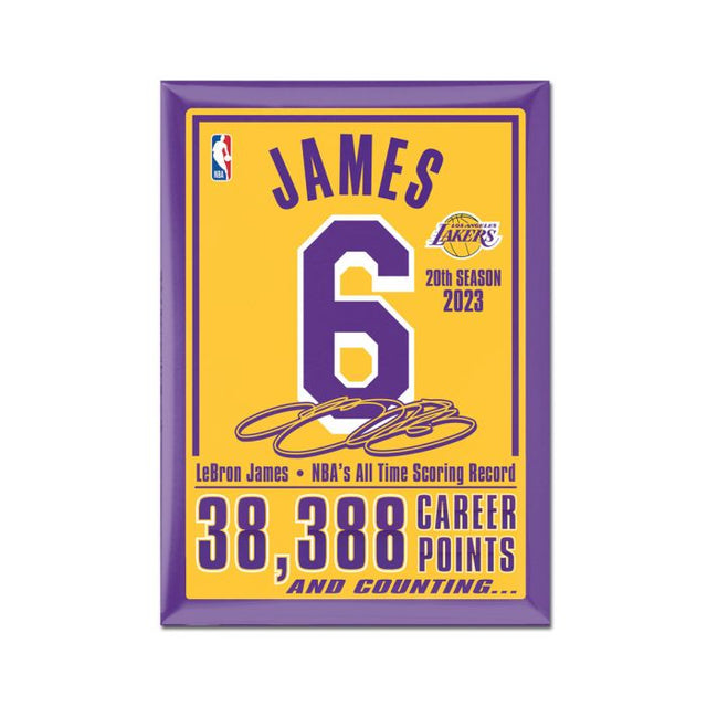 Imán de metal de Los Ángeles Lakers de 2,5" x 3,5" de LeBron James