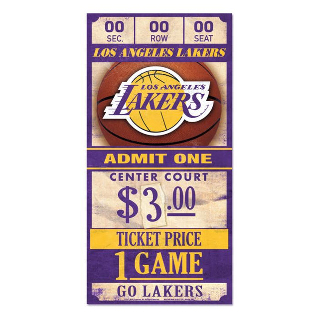 Letrero de madera de Los Angeles Lakers de 6 x 12 3/8" de grosor
