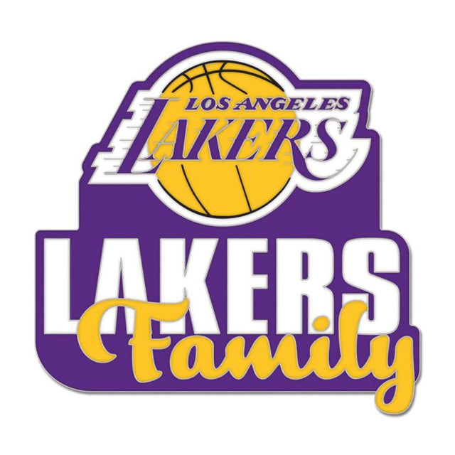 Tarjeta de joyería con pin esmaltado de colección con el lema de Los Angeles Lakers