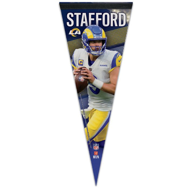 Banderín premium de Los Angeles Rams de 12" x 30" de Matthew Stafford