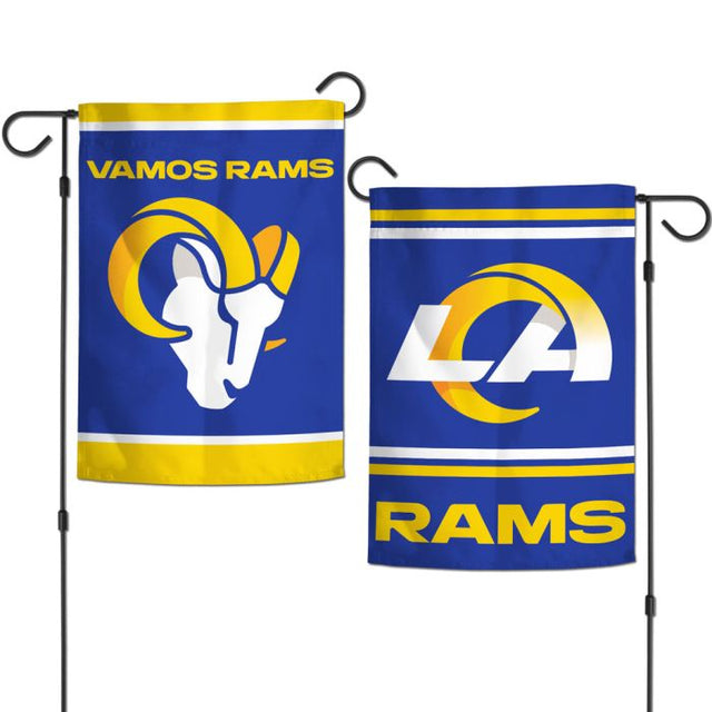 Banderas de jardín con eslogan de Los Angeles Rams, de 2 lados, 12,5" x 18"