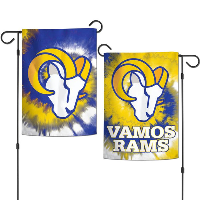 Banderas de jardín teñidas de Los Angeles Rams de 2 lados, 12,5" x 18"