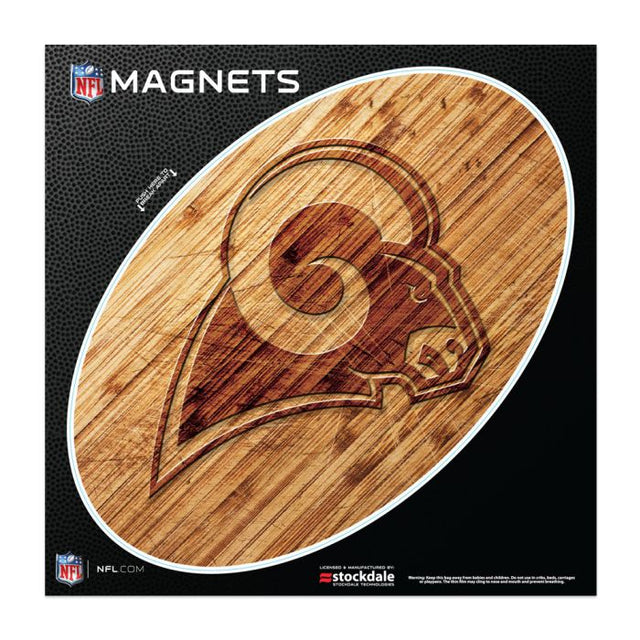Imanes de madera para exteriores de Los Angeles Rams, 6" x 6"