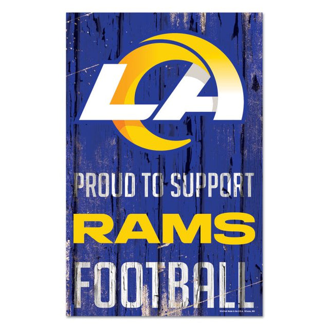 Letrero de madera de Los Angeles Rams de 11" x 17" y 1/4" de grosor