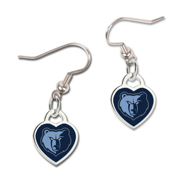 Pendientes de los Memphis Grizzlies con corazón en 3D