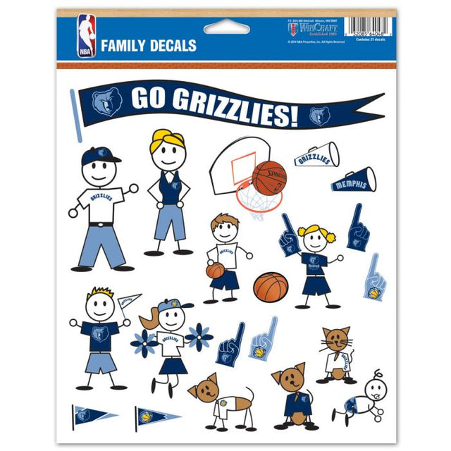 Hoja de calcomanías de la familia Memphis Grizzlies de 8,5" x 11"