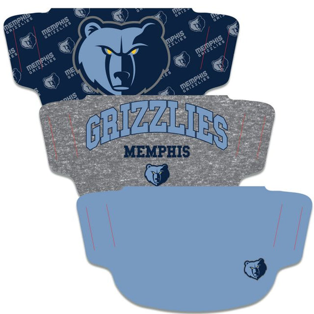 Paquete de 3 mascarillas para fanáticos de Memphis Grizzlies