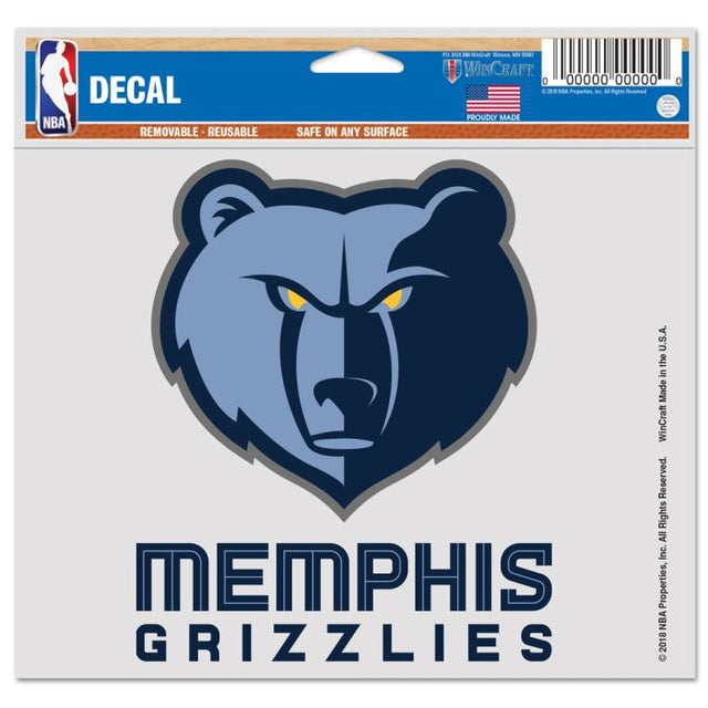 Calcomanía multiusos de los Memphis Grizzlies, fondo transparente, 5" x 6"