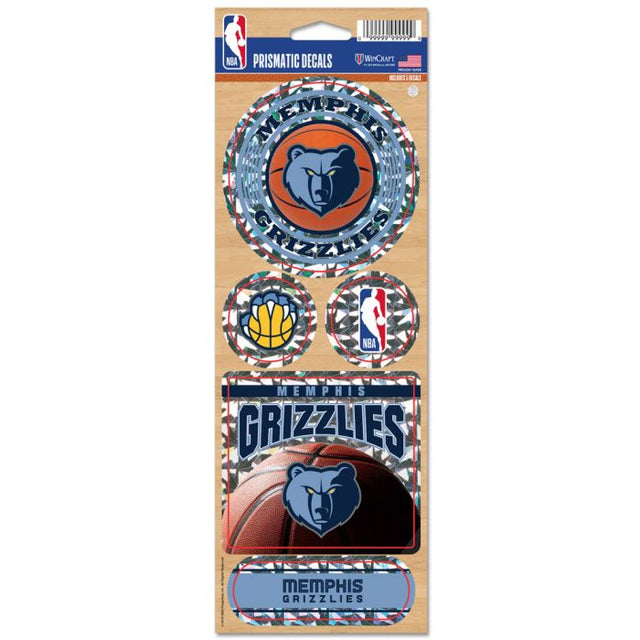 Calcomanía prismática de los Memphis Grizzlies de 4" x 11"