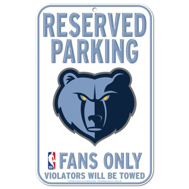 Letrero de plástico de estacionamiento reservado de los Memphis Grizzlies de 11" x 17"