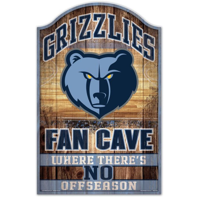 Letrero de madera de los Memphis Grizzlies, 11" x 17", 1/4" de grosor