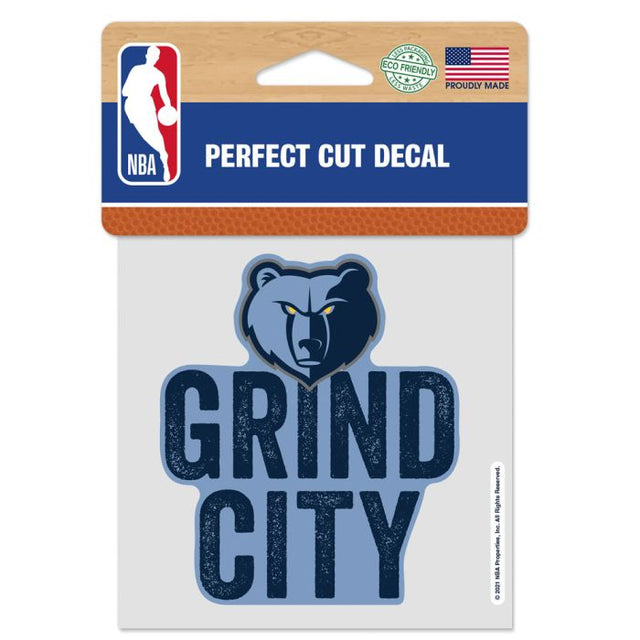 Calcomanía de color de corte perfecto con el lema de los Memphis Grizzlies de 4" x 4"