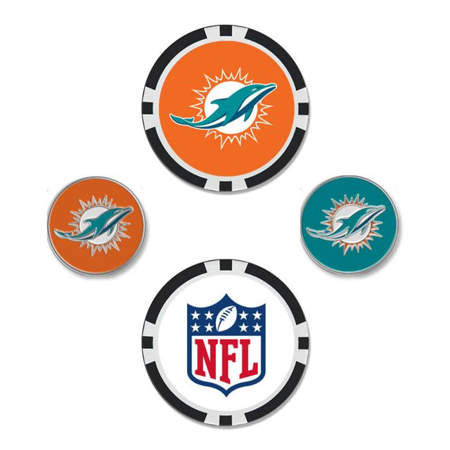 Juego de cuatro marcadores de pelota de los Miami Dolphins