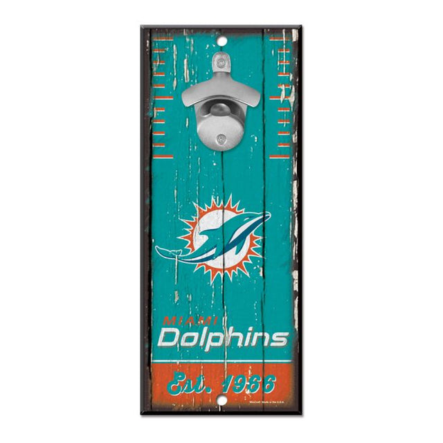 Miami Dolphins Bottle Opener Sign 5x11
