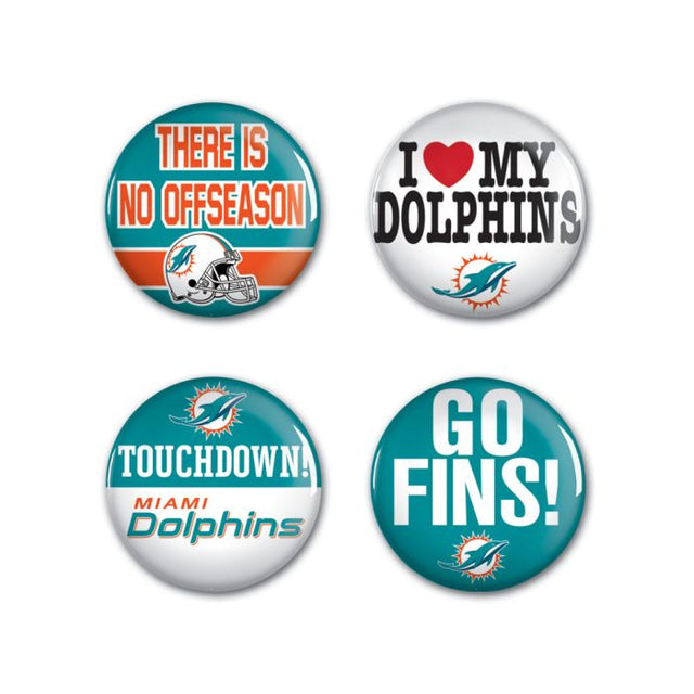 Miami Dolphins Button 4 Pack 1 1/4" Rnd
