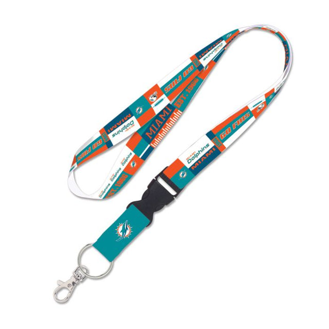 Miami Dolphins Color Block Lanyard w/detachable buckle 1"