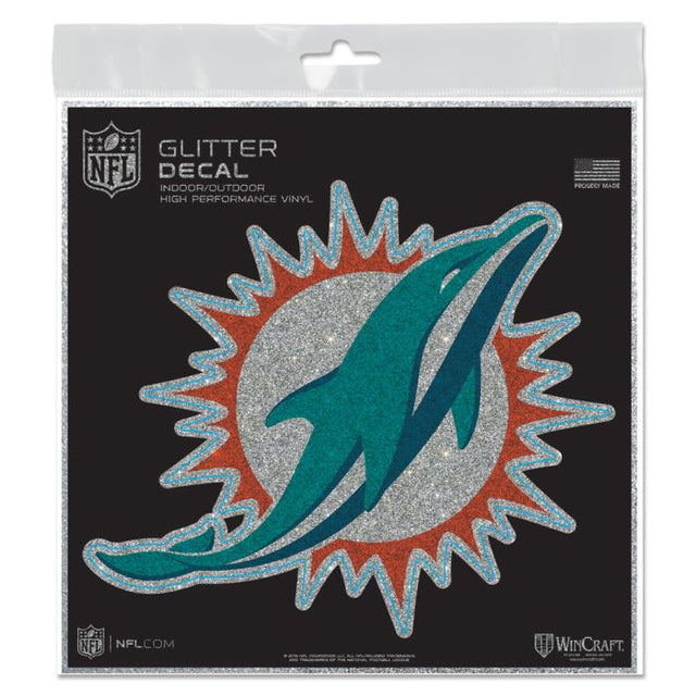 Miami Dolphins Decal Glitter 6" x 6"