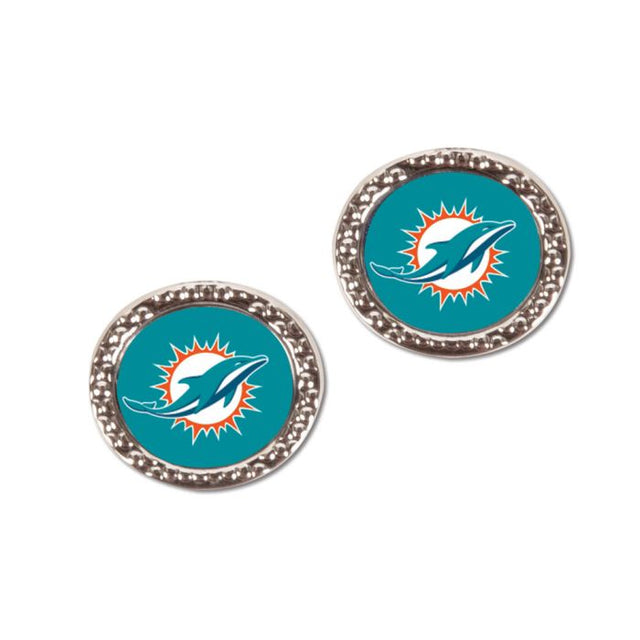 Miami Dolphins Earrings Jewelry Carded Round