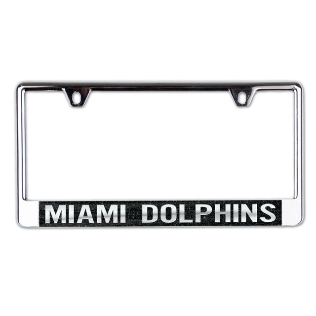 Miami Dolphins GLITTER BACKGROUND Lic Plt Frame B/O Metallic