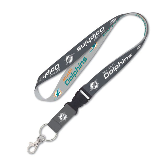 Miami Dolphins Gray Lanyard w/detachable buckle 1"