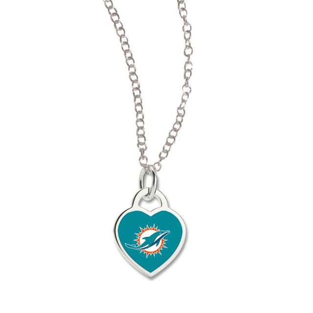 Miami Dolphins HEART Necklace w/3D Heart