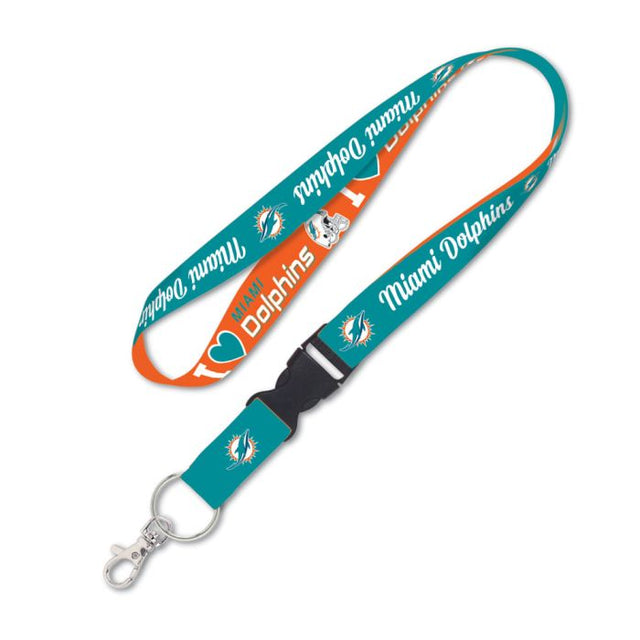 Miami Dolphins Heart Lanyard w/detachable buckle 1"