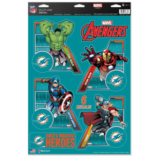 Miami Dolphins / Marvel (C) 2021 Marvel Multi-Use Decal 11" x 17"