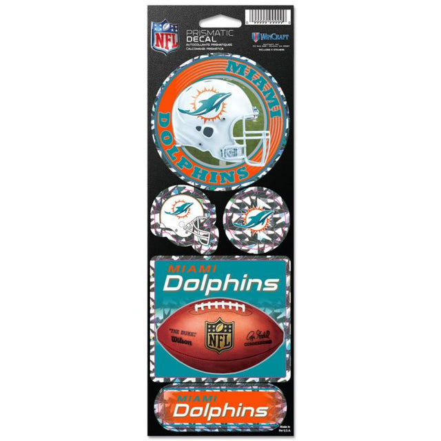 Miami Dolphins Prismatic Decal 4" x 11"