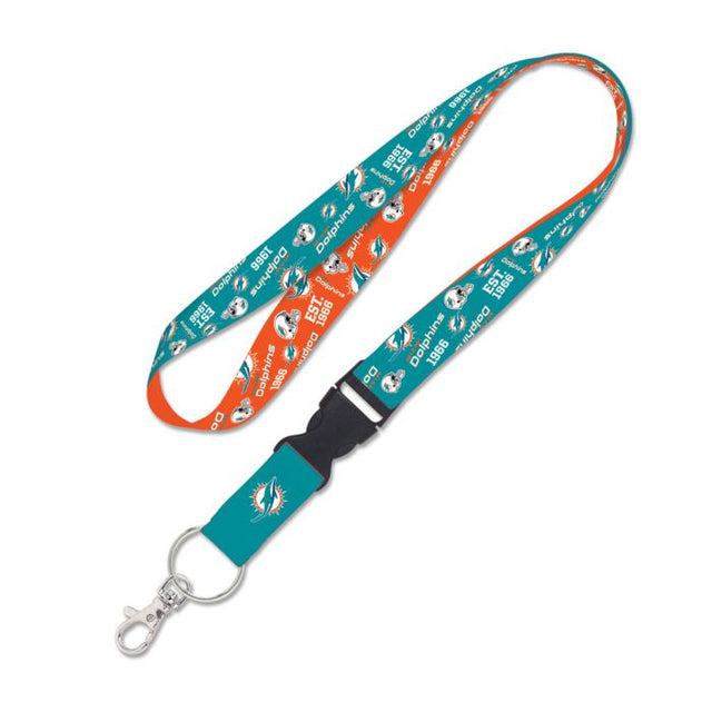 Miami Dolphins Scatterprint Lanyard w/detachable buckle 1"
