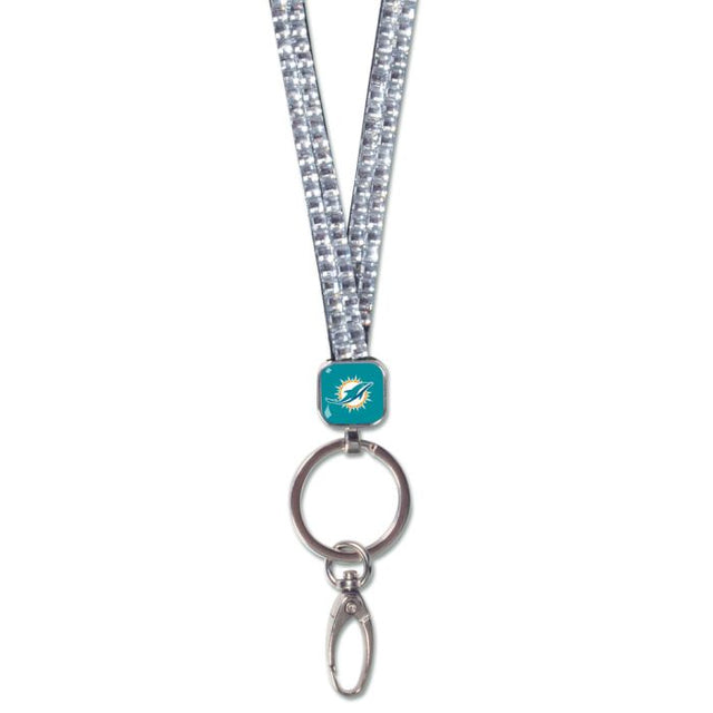 Miami Dolphins Silver Lanyards- Crystal Bling