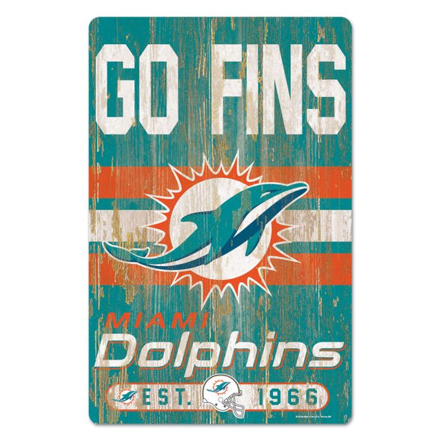 Miami Dolphins Slogan Wood Sign 11" x 17" 1/4" thick