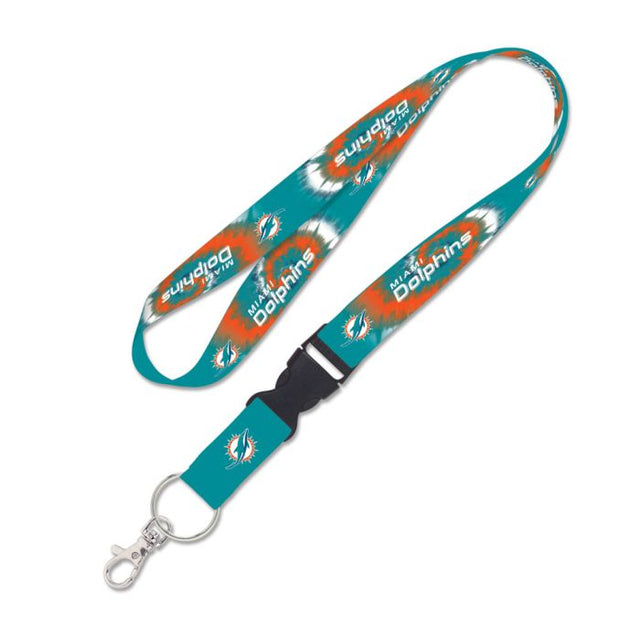 Miami Dolphins Tie Dye Lanyard w/detachable buckle 1"