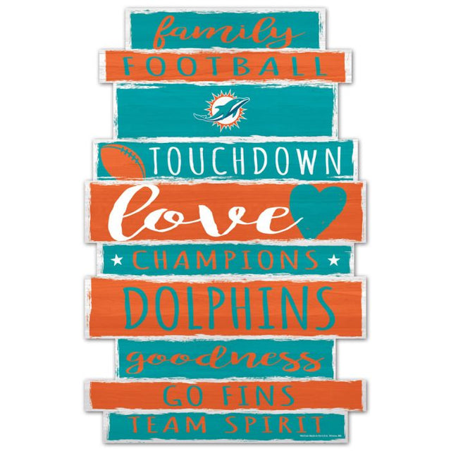Miami Dolphins Wood Sign 11" x 17" 1/4" thick