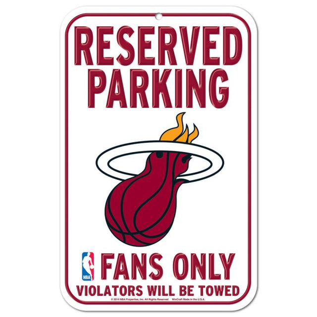 Miami Heat Reserved Parking Plastic Sign 11" x 17"