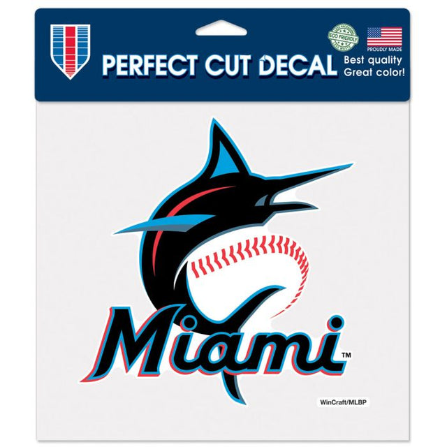 Calcomanía de color de corte perfecto de los Miami Marlins de 8" x 8"