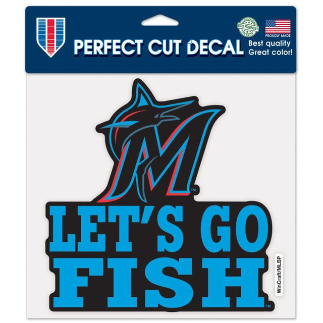 Calcomanía de color de corte perfecto con el eslogan de los Miami Marlins de 8" x 8"